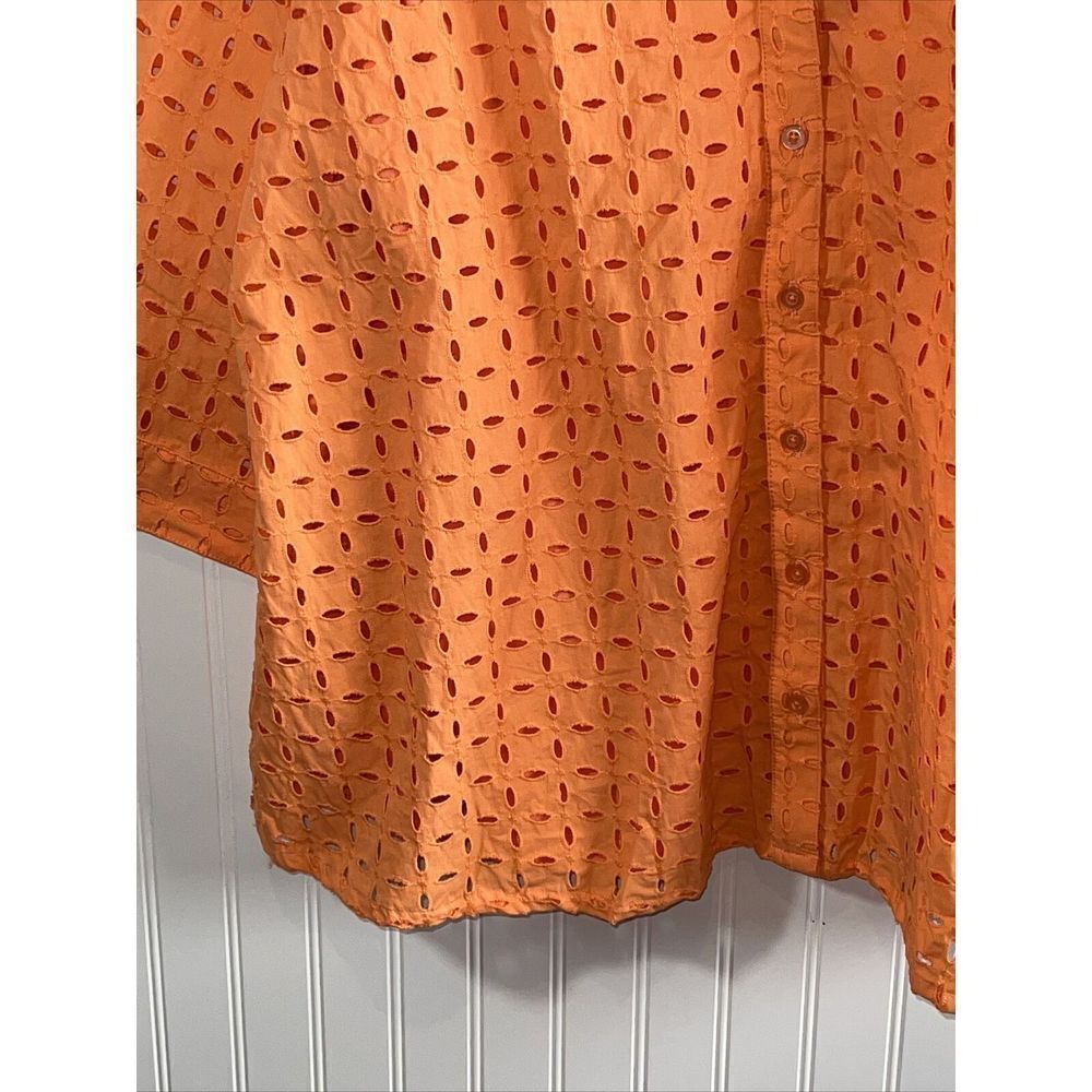 Denim & Co Button Front Top With Tank Women’s 2XLarge Orange 3/4 Sleeve Cottage - Picture 4 of 10